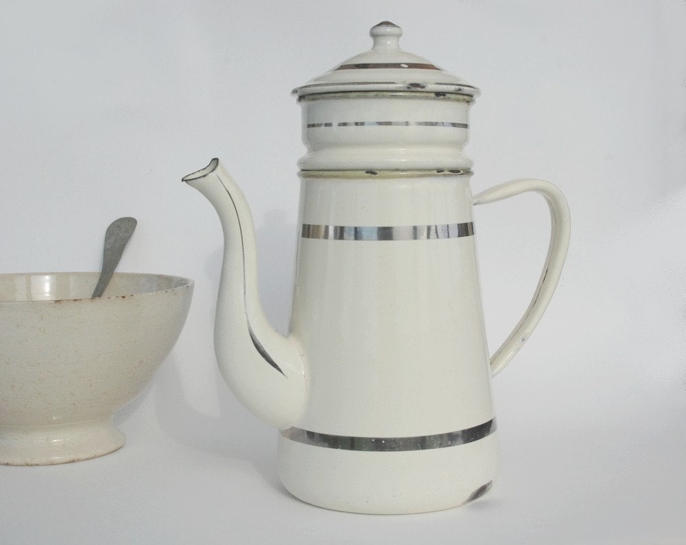 Ancienne Cafetière Émaillée Japy