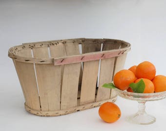 Wooden fruit crate, Fruit basket, Wood storage, Rustic kitchen decor.