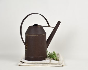Antique Rusty Metal Watering Can Industrial Farmhouse Decor Pierced Planter