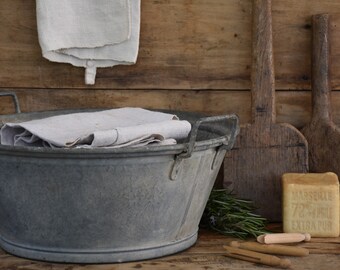 Bacino zincato vintage - Fioriera da giardino per esterni per l'arredamento del giardino della fattoria