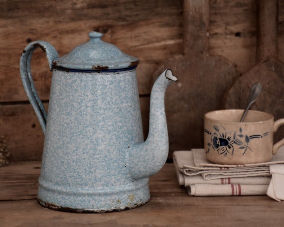 Cafetière émaillée 1,2 L - Motif étoilé Bleu - Résistante Et Facile à Nettoyer
