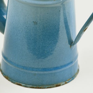 Vintage gradient blue enamel coffee pot, Turquoise boho decor image 9