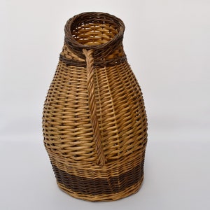 Vintage wicker basket for patio decor : Umbrella holder Large vase for branches or planter image 5