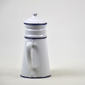 Small white enamel coffee pot : Vintage barware gift Farmhouse kitchen decor image 5