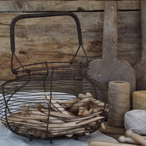 Cesta de alambre para huevos, centrifugadora de ensaladas de estilo rústico francés vintage