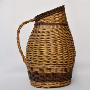 Vintage wicker basket for patio decor : Umbrella holder Large vase for branches or planter image 6