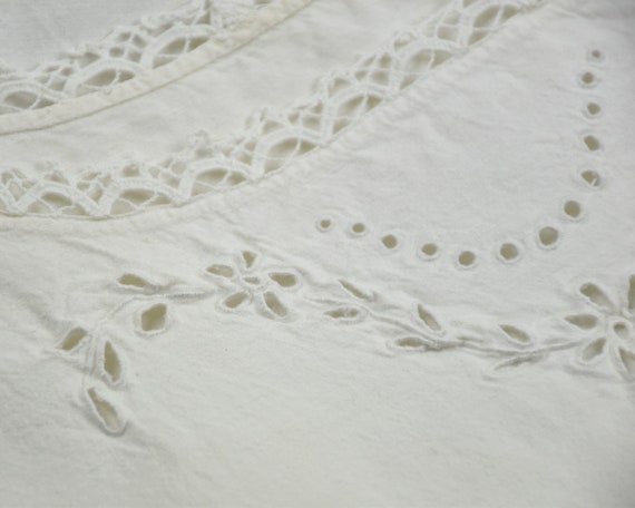 Antique shirt nightgown dress : White embroidered… - image 7