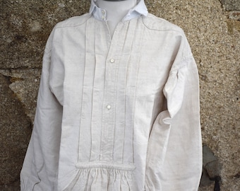 French Linen Smock Embroidered Monogram – Vintage Painter Artist Shirt Boho Tunic