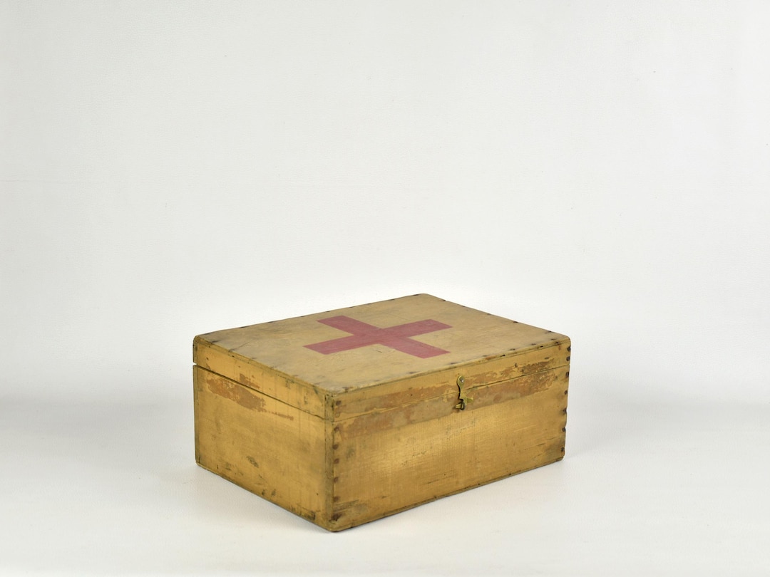 Military First Aid Box Wood - Red Cross Box - Home Decor - Vintage ...