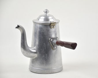 Chocolate pot : Aluminium coffee pot - Bar shelf decor vintage - Wedding anniversary gift
