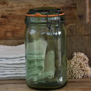Ancien Bocal En Verre Durfor 1 Litre – Vert, Pour Conserve, Vintage