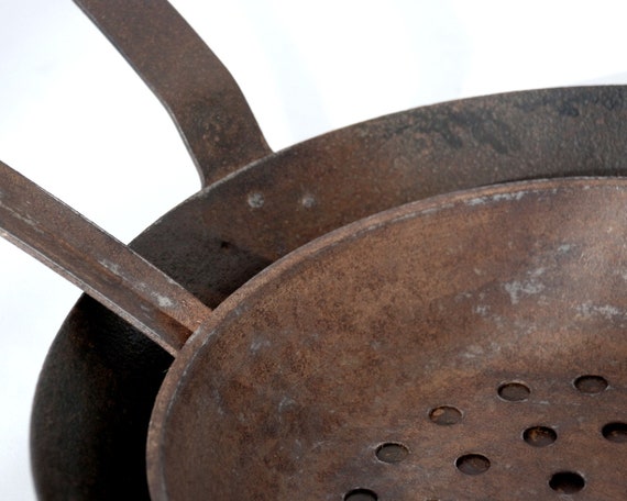 French Antique Large Chestnut Roasting Pans Fireplace Winter Etsy