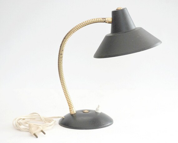 Black Gooseneck Desk Lamp Mid Century Table Lamp Vintage Etsy