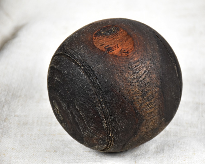 Vintage wooden balls Petanque boules Gift for men Set of three image 7