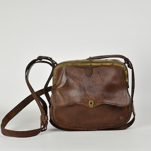 Bolso bandolera francés pequeño: bandolera de piel marrón - Bolso de trabajo estilo vintage - Idea de regalo para él