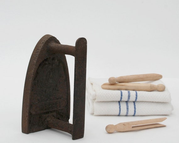 French Antique Sad Iron Door Stopper Laundry Decor Monogram C A
