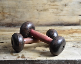 Antique pair of Dumbbells set : Weightlifting and Sports Accessories - Gift for him