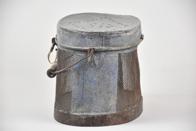 Zinc life bait bucket : Vintage gift for fisherman Farmhouse decorative storage basket image 3