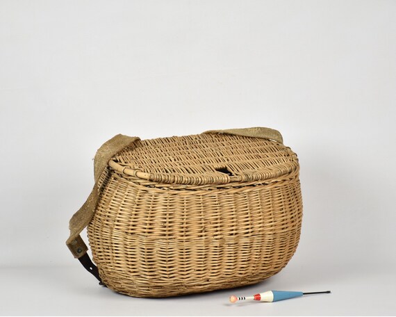 Ancien Panier En Osier Pour Pêcheur - Rétro - Occasion