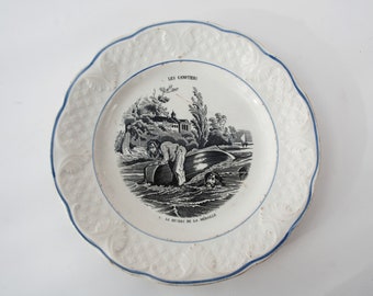 Antique ceramic parlante plate collectible  Les canotiers Number 6