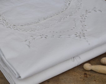 Antique shirt nightgown dress : White embroidered french linen