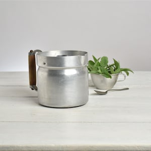 French Vintage Aluminum Milk Pot, Retro Boiling Pan with Lid, Farmhouse Kitchen Decor Vase