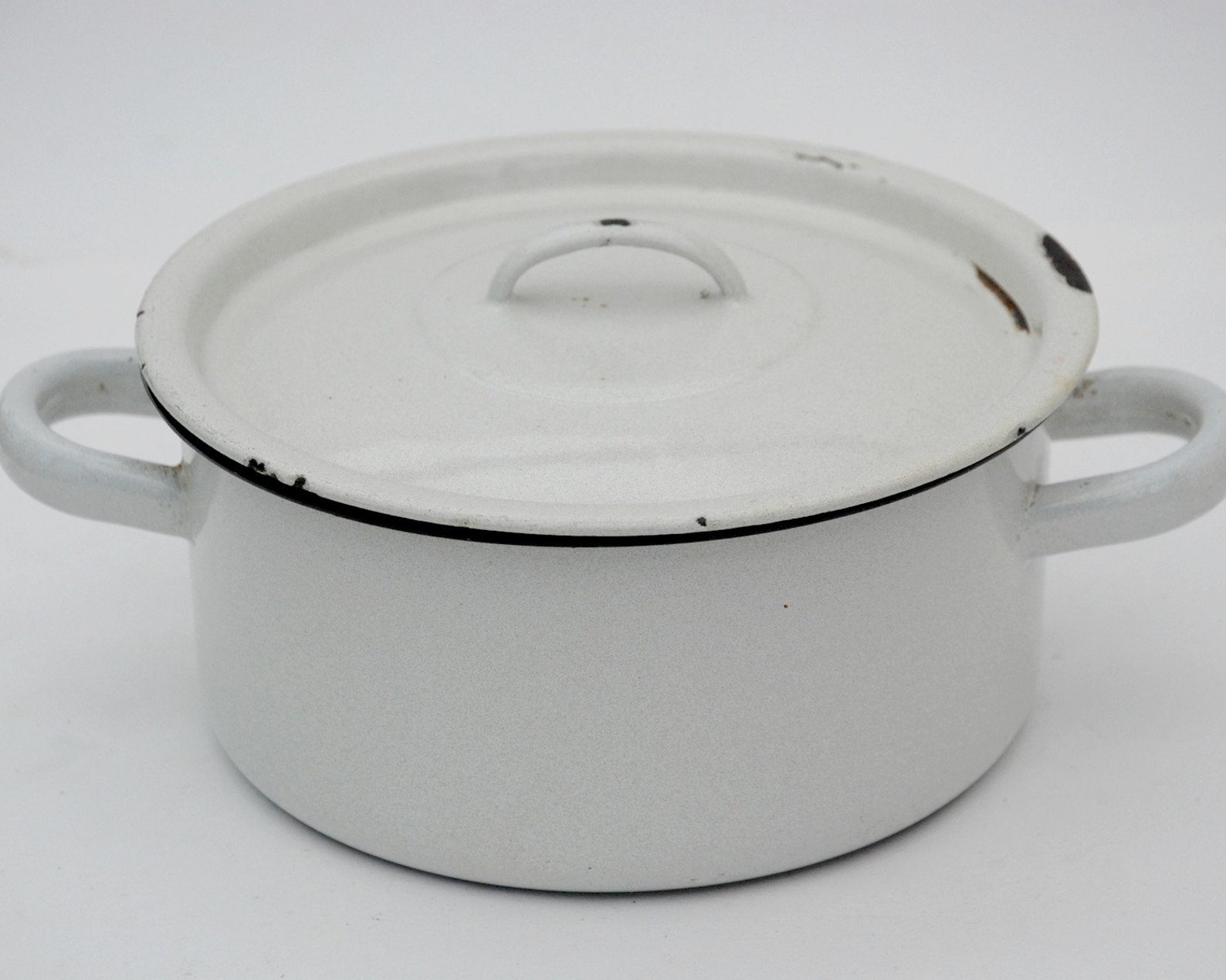 Small White Enamel Stock Pot With Lid French Enamelware. Etsy