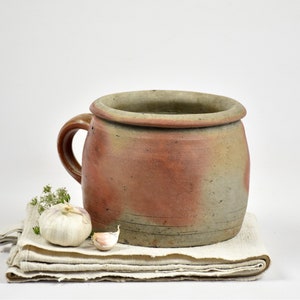 RESERVED Vintage stoneware confit pot : Rillettes jar for Farmhouse decorative storage - Reserved do NOT ORDER