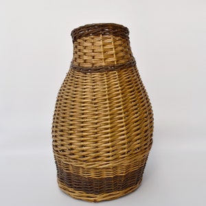 Vintage wicker basket for patio decor : Umbrella holder Large vase for branches or planter image 3