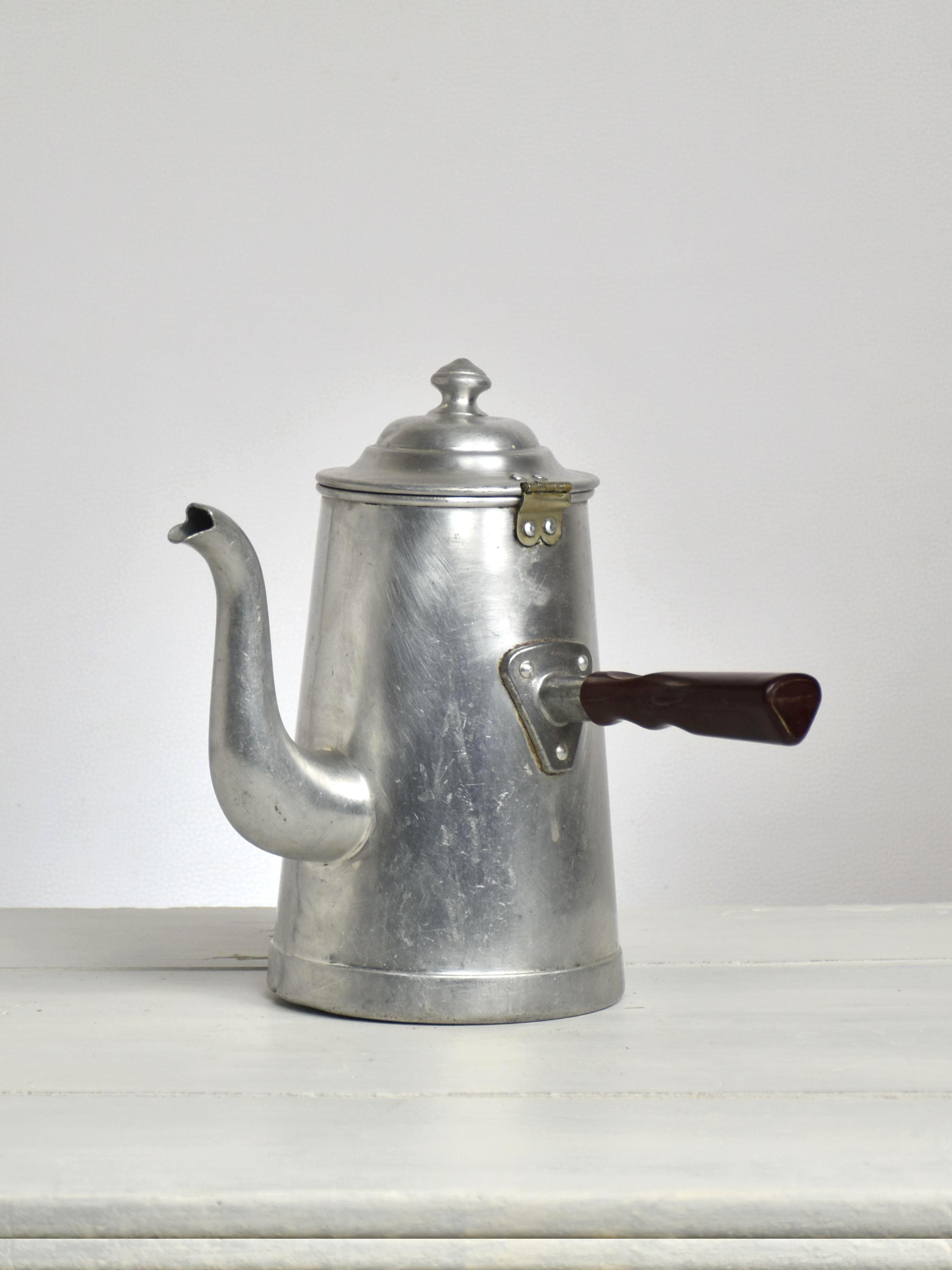 Vintage French Aluminum Hot Chocolate Pot - Bar Accessory