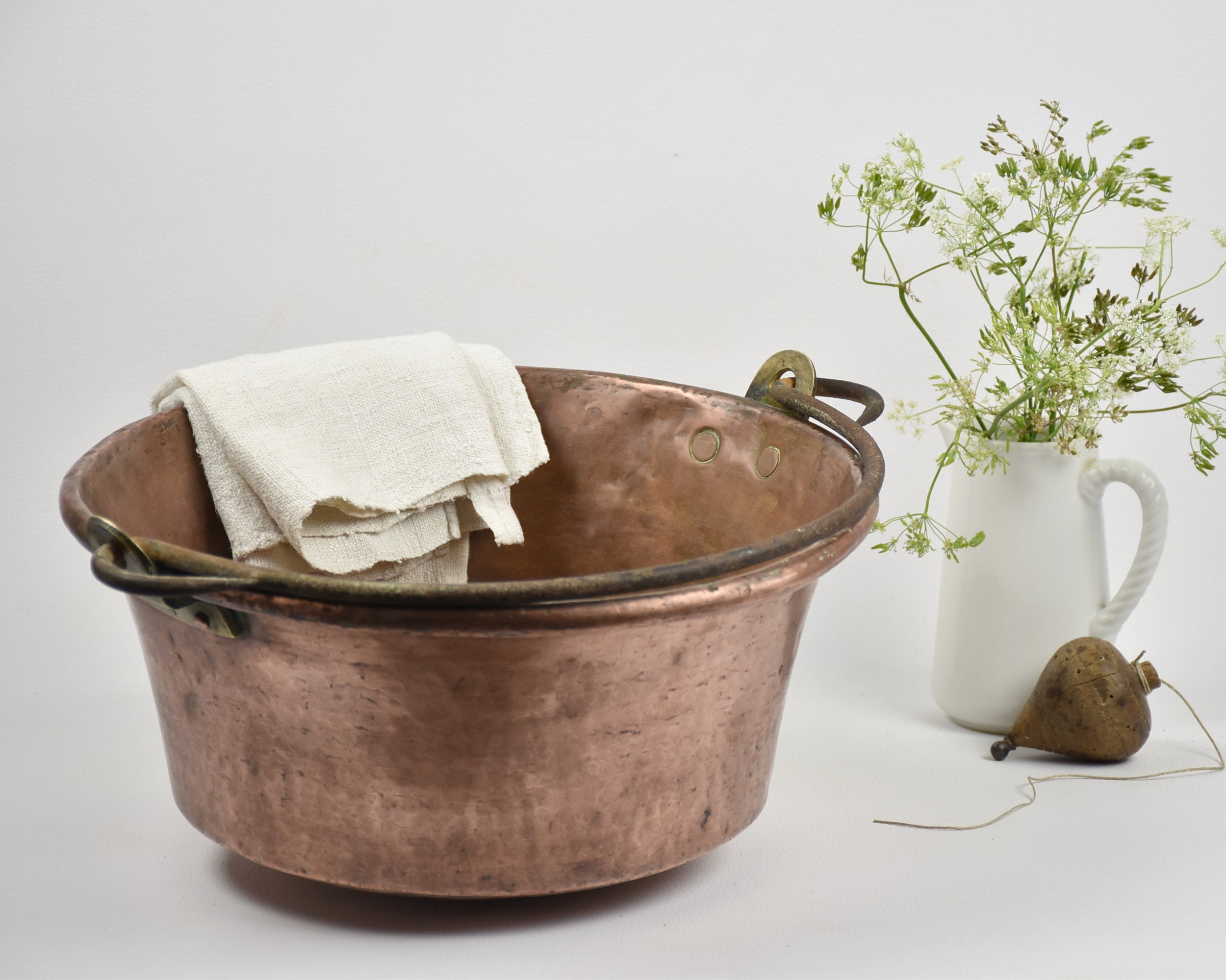 Ancien Chaudron en Cuivre, Décoration Rustique Maison ou Jardin.