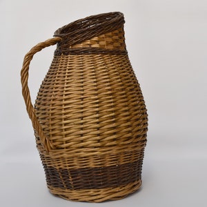 Vintage wicker basket for patio decor : Umbrella holder Large vase for branches or planter image 2
