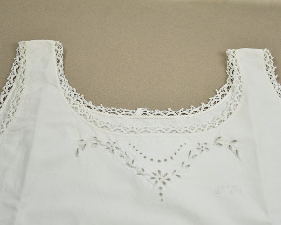 Antique shirt nightgown dress : White embroidered… - image 4