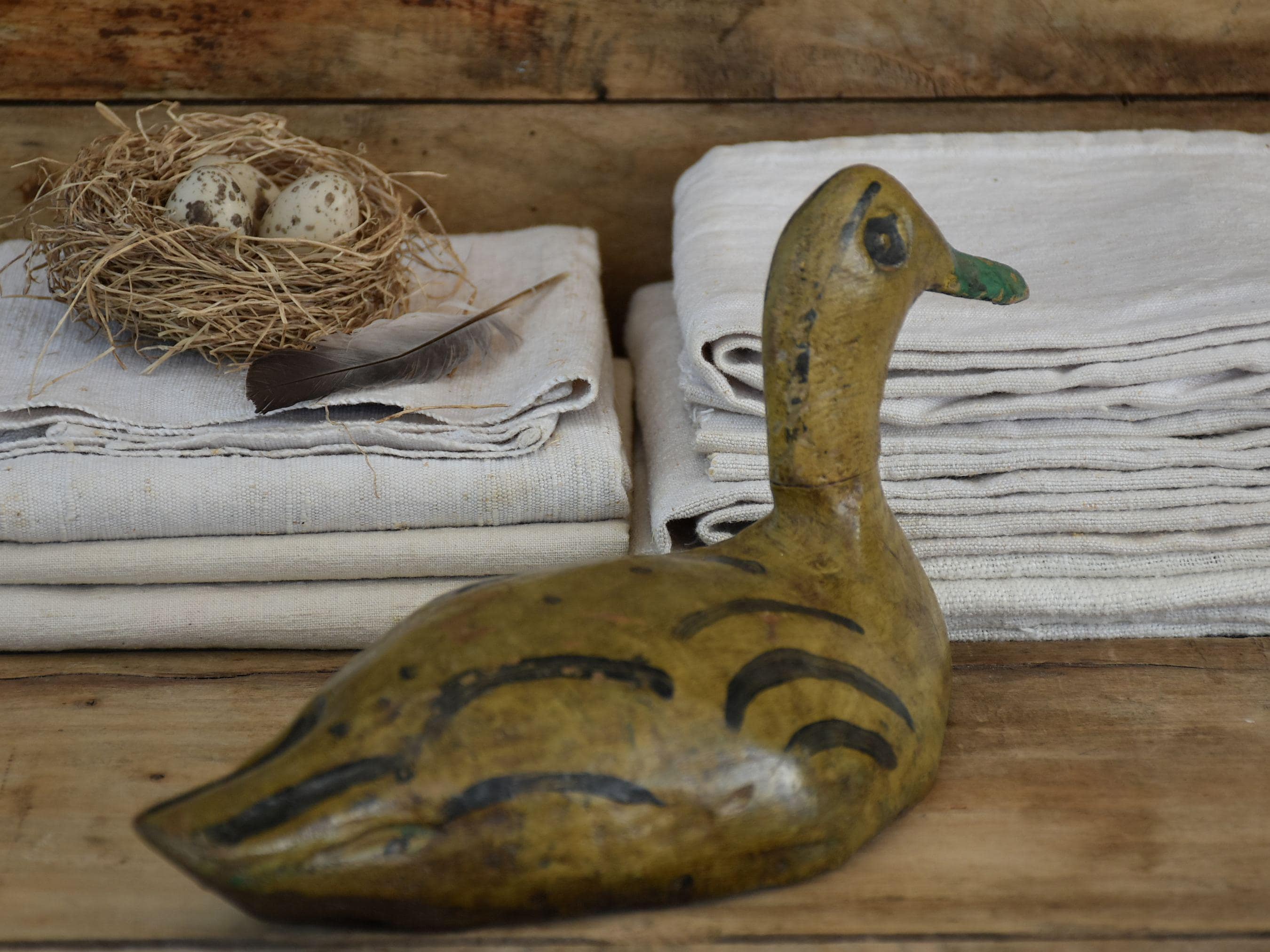 Native Wooden Creations Statuetta Loon In Legno – Anatra Miniatura Per Giardino, Art Déco - Foto 2
