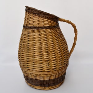 Vintage wicker basket for patio decor : Umbrella holder Large vase for branches or planter image 4