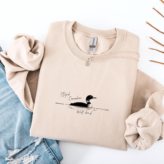 Stupid Canadian Wolf Bird Sweater, Hockey Romance Shirt, Bookish Fan Sweater, Cozy Reader Sweatshirt, Funny Book Quote Merch