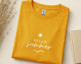 Hello Summer Shirt, Women's Summer T-Shirt, Summer Vibes Shirt, Holiday Shirt, Beach Shirt, Summer Outfit, Gift for Summer