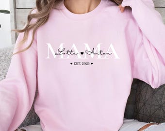Personalized mom shirt with name and year, gift for expectant mother, pregnancy announcement, Mother's Day, mom sweater