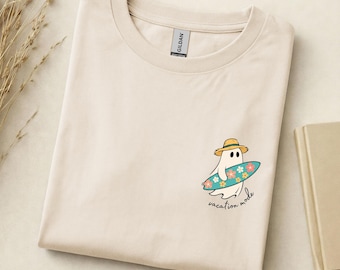Summer ghost shirt, beach vibes, kawaii ghost aesthetic, spooky cute summer ghost, holiday surf tee, ghost lover gift, holiday shirt