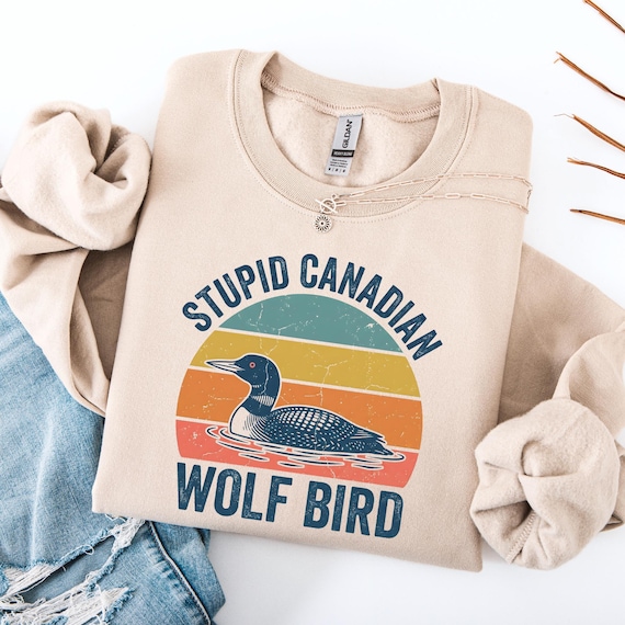 Stupid Canadian Wolf Bird Sweater, Hockey Romance Shirt, Bookish Fan Sweater, Cozy Reader Sweatshirt, Funny Book Quote Merch