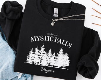 Welcome to Mystic Falls Sweater, Small Town Vampire Vibes Sweatshirt, Cozy Fall Pullover, Booktok Sweater, Vampire Diaries Shirt