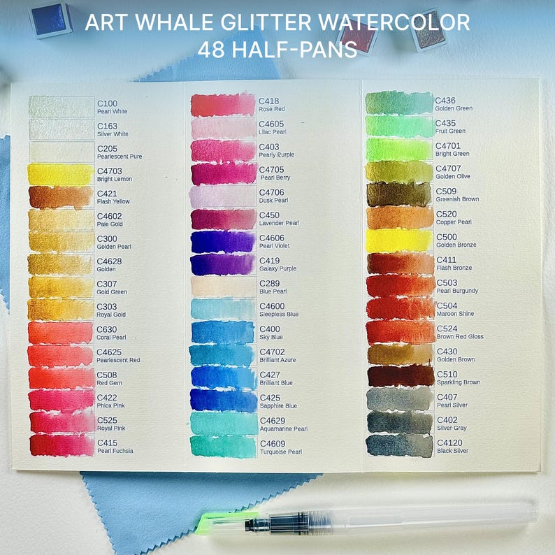 Glitter Watercolor Set 24 Colors – Inspiring Gift for Creatives 48 Glitter Colors