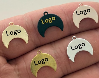 Personalisierte Lasergravur Logo Anhänger: Messing Schmuckanhänger (14 mm)