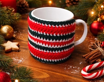Christmas Mug Cozy Crochet Pattern | Easy Holiday Mug Sleeve (PDF)