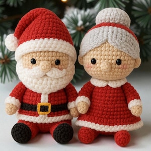Jultomten och jultomtens virkmönster för amigurumi | Julpar (digital PDF-nedladdning)