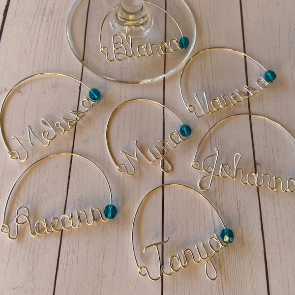 Wine Charms, Personalized Name Charms, Wine lovers, Wedding Ideas, Bachelorette Party, Party Favors, Bouquet Markers, Handmade