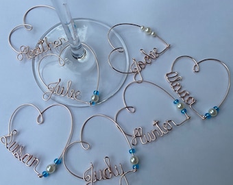 Wine Charms, Personalized Name Charms, Wine lovers, Wedding Ideas, Bachelorette Party, Party Favors, Bouquet Markers, Handmade