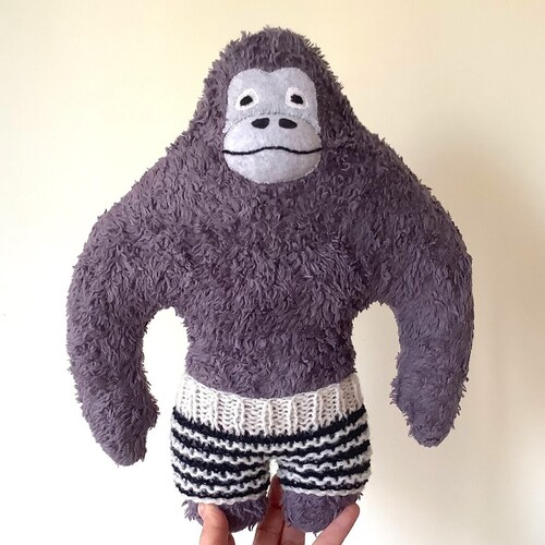 Gorilla Stuffed Toy Organic Gorilla Plush Gorilla Gray Etsy