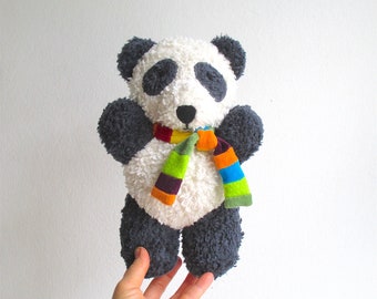 Handmade Organic Cotton Panda Bear Plush, Stuffed Animal Toy