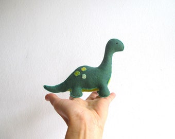 Handmade Organic Wool Felt Brachiosaurus, Mini Dinosaur Toy